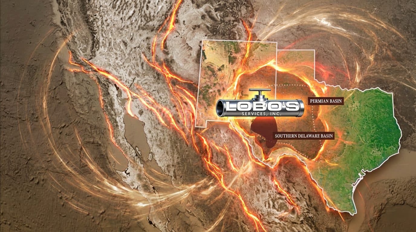 Lobos Services covered area across the Permian Basin and Southern Delaware Basin — West Texas and southeast New Mexico